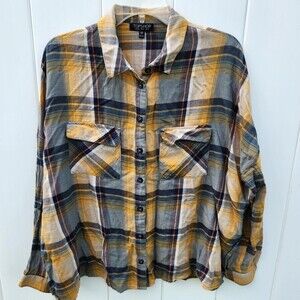 Topshop Womens Size 8 Plaid Button Down Shirt Fall Farmer Country Cottage